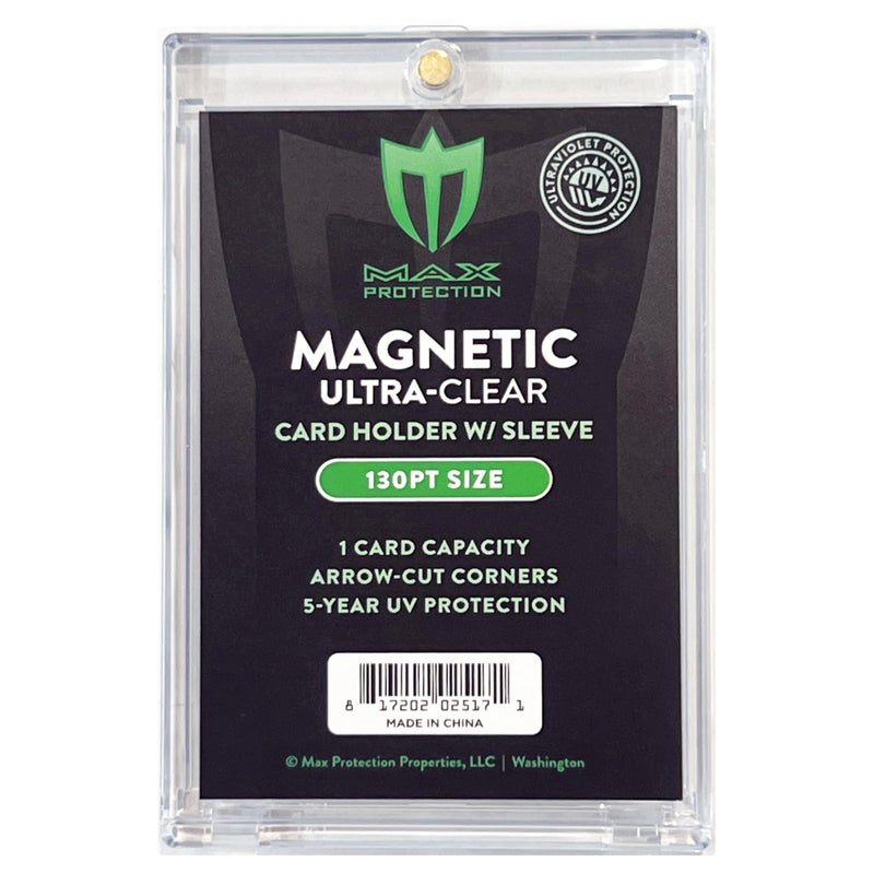 Max Protection Magnetic Card Holder for Sleeved Cards - 10-Pack 130pt Ultra-Clear Cases - Hard Plastic Card Sleeves Holders  UV Protector Case - Fits Standard Sports Baseball Trading Cards - Image 1